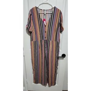 Xhilaration jumpsuit romper striped XXL womens NEW NWT cropped wide leg